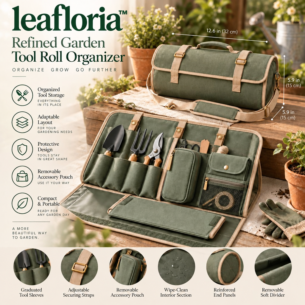 leafloria™ Refined Garden Tool Roll Organizer